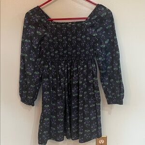 Crewcuts Green Smocked Dress with Floral Accents